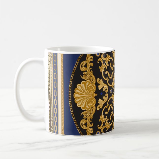 Mug Bandana Print : Black Blue Gold. (Gauche)