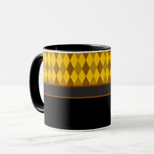 Mug Bande brune/noire d'impression de diamant d'or,