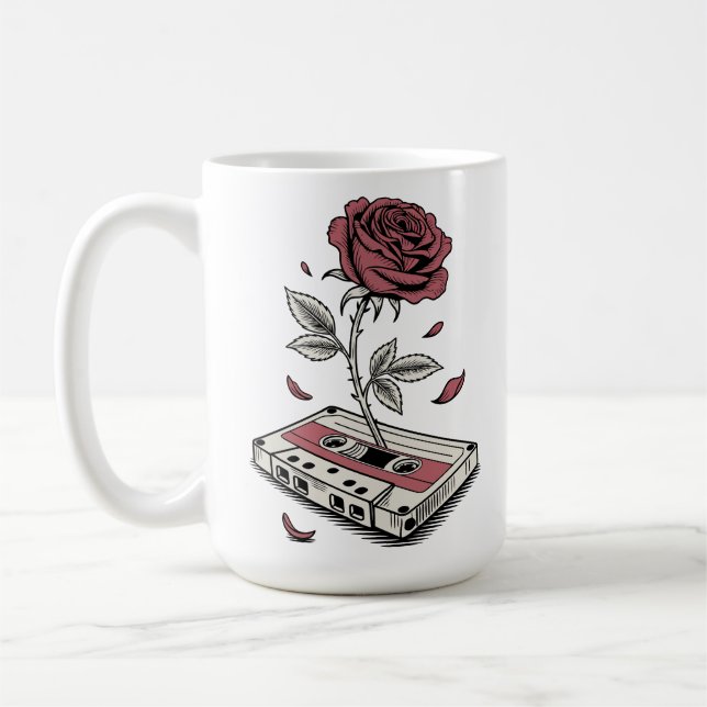 Mug Bande Cassette Rétro Rose Nom Personnalisé  (Gauche)