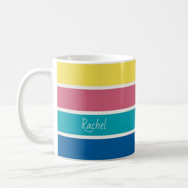 Mug Bande de blocs de palette de couleurs joyeuse (Gauche)