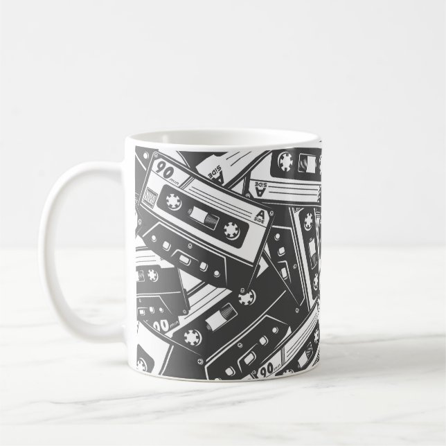 Mug Bande de cassette : Motif Vintage monochrome (Gauche)