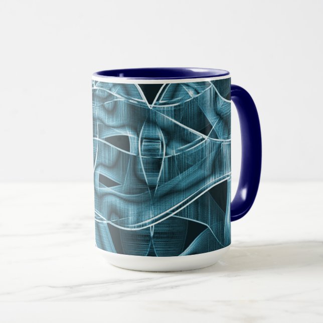 Mug Bande de chevauchement courbe bleue surlignée par  (Devant droit)
