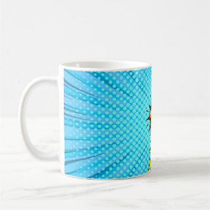 Mug Bande dessinée contre arrière - plan, style pop-ar