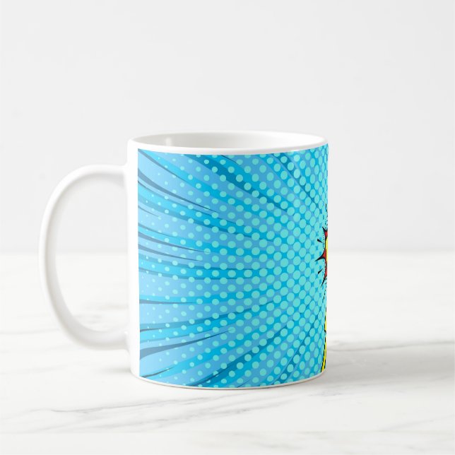 Mug Bande dessinée contre arrière - plan, style pop-ar (Gauche)