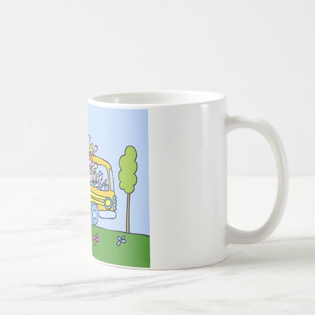 Mug Bande dessinée de cavaliers d'autobus scolaire (Droite)