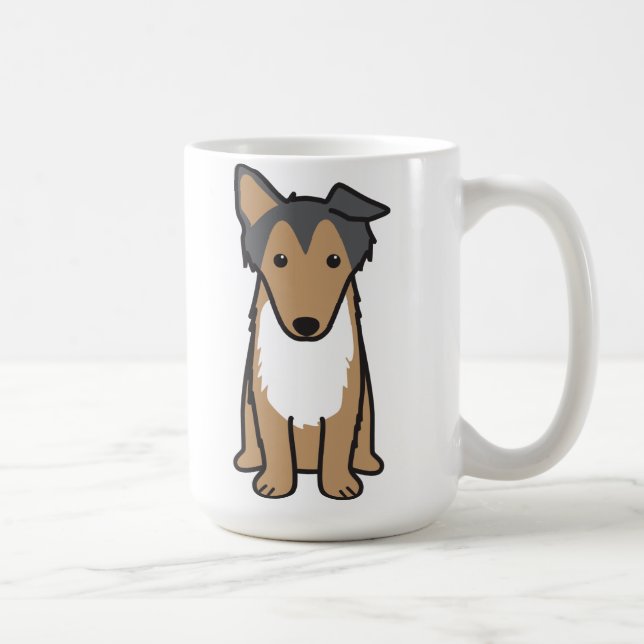 Mug Bande dessinée de chien de colley (Droite)