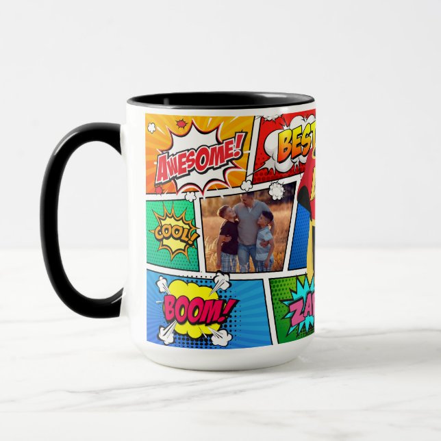 Mug Bande dessinée de fête des pères de super héros (Gauche)
