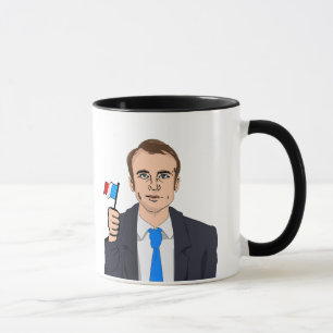 Mug Bande dessinée de macron avec le drapeau françai