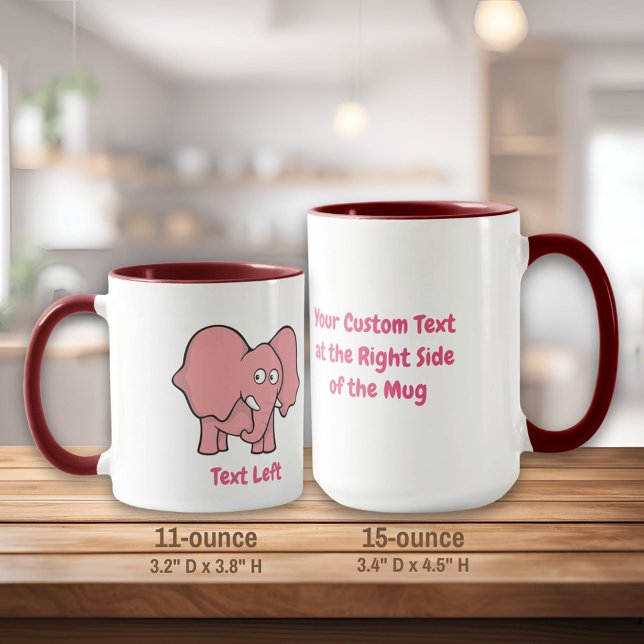 Mug Bande dessinée d'éléphant rose (Créateur téléchargé)