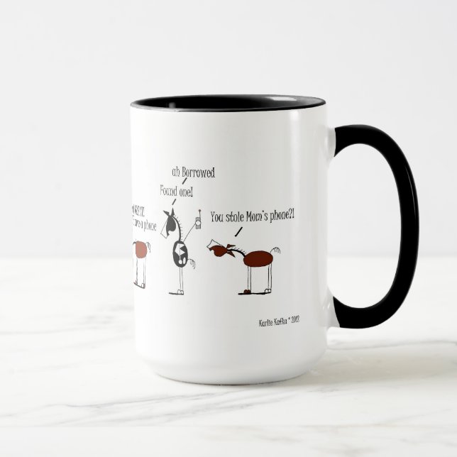 Mug Bande dessinée drôle de cheval et d'âne (Droite)