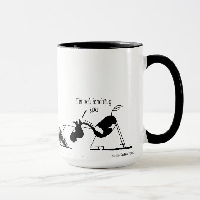 Mug Bande dessinée drôle de cheval et de porc-épic (Droite)