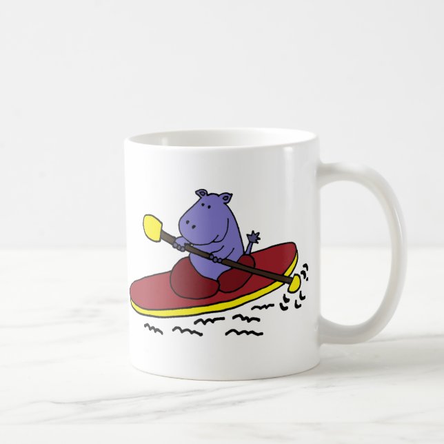 Mug Bande dessinée Kayaking d'hippopotame drôle (Droite)