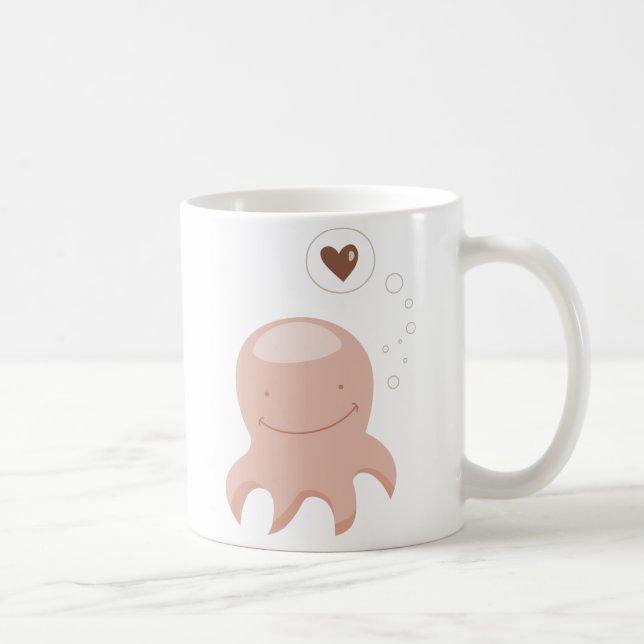 Mug Bande dessinée mignonne d'amour de poulpe (Droite)
