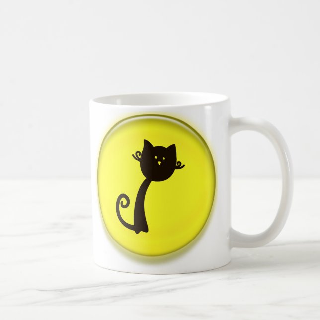 Mug Bande dessinée mignonne de chat noir dans la (Droite)