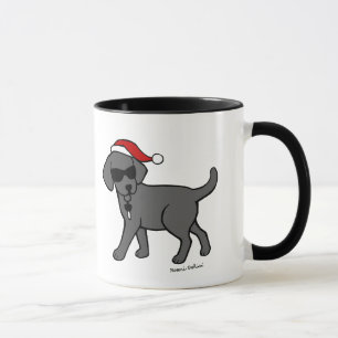 Mug Bande dessinée noire fraîche de Noël de Labrador