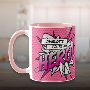 Mug Bande dessinée personnalisée You're My HERO Rose