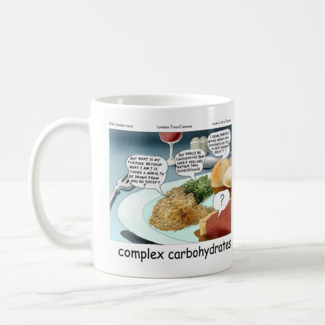 Mug Bande dessinée philosophique sur les glucides comp (Gauche)