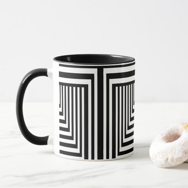 Mug Bande noire et blanche (Avec donut)