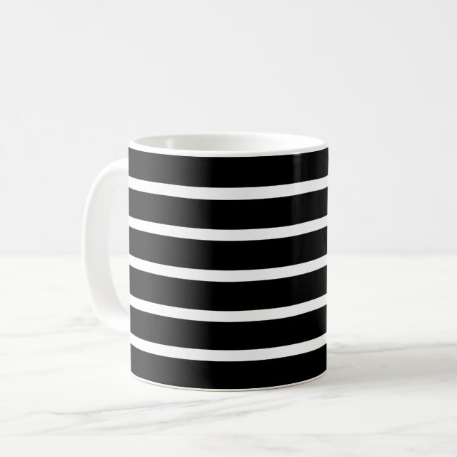 Mug Bande noire et blanche moderne (Devant gauche)