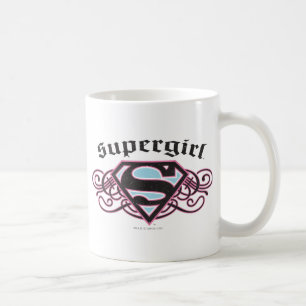 Mug Bandes à épingles supergirl noir et rose