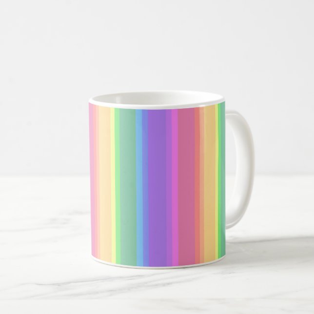 Mug Bandes arc-en-ciel pastel (Devant droit)
