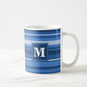Mug Bandes bleu monogramme