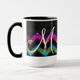 Mug Bandes colorées Chevron Sur Le Bois #11