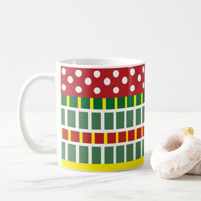 Mug Bandes colorées Polka Motif géométrique (Avec donut)