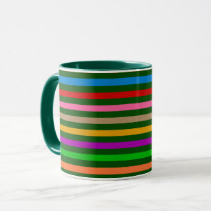 Mug Bandes Colorées Sur Fond Vert Motif De Design