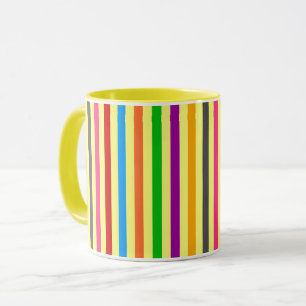 Mug Bandes Colorées Sur Un Motif De Fond Jaune
