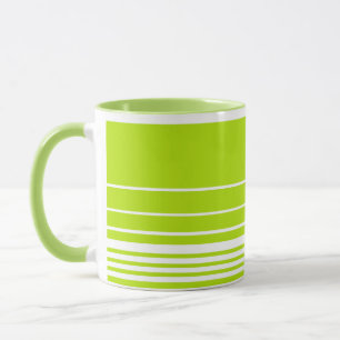 Mug Bandes complexes en vert citron et blanc