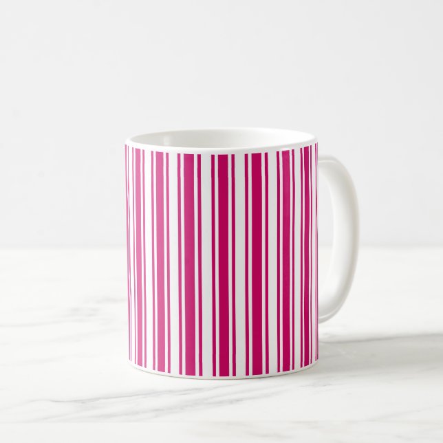 Mug Bandes de bonbons cerises et blanches (Devant droit)