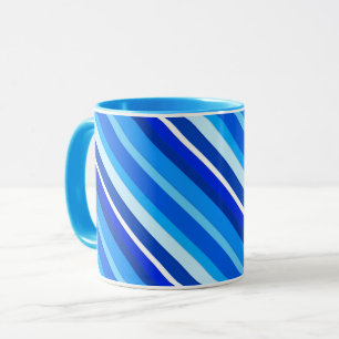 Mug Bandes de bonbons en couche - cobalt et bleu pâle