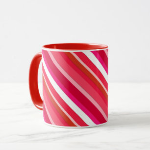 Mug Bandes de bonbons en couches - rouge, rose et blan