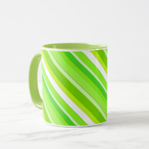 Mug Bandes de bonbons en couches - vert citron et blan