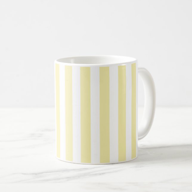 Mug Bandes de bonbons jaunes et blancs (Devant droit)