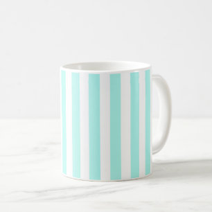 Mug Bandes de bonbons turquoise et blanche