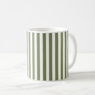 Mug Bandes de bonbons vert olive et blanc