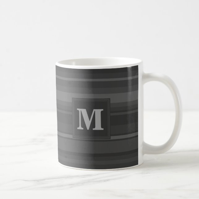 Mug Bandes de charbon de monogramme (Droite)