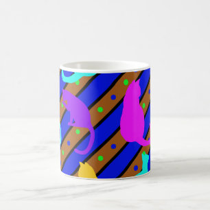 Mug Bandes de chats colorés et art animal à petits poi