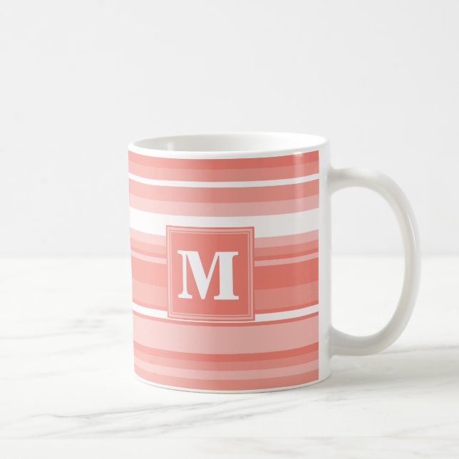 Mug Bandes de corail monogramme (Droite)
