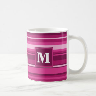 Mug Bandes de monogramme fuchsia