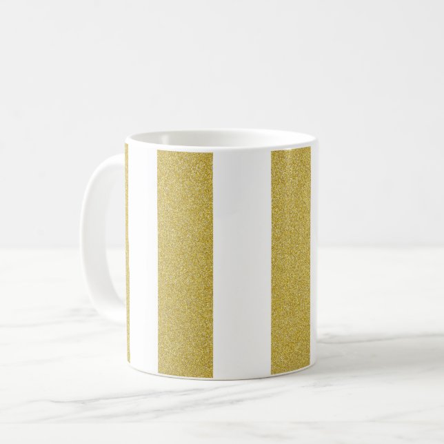 Mug Bandes d'or, Blancs, Motif rayé (Devant gauche)