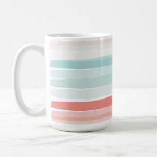 Mug Bandes estivales en corail et turquoise