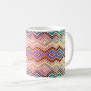 Mug Bandes et feuilles multicolores abstraites