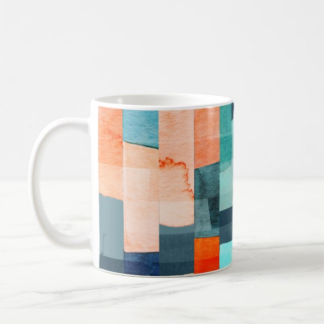 Mug Bandes géométriques multicolores, motif tendance. (Gauche)