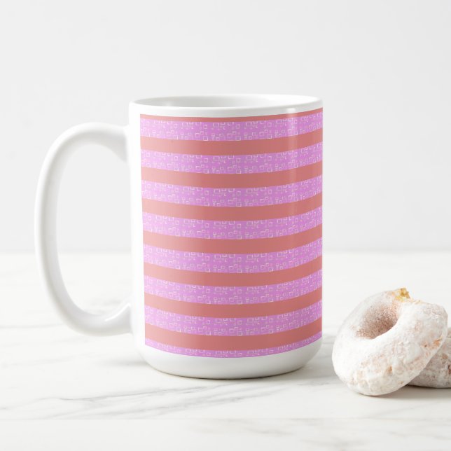 Mug Bandes géométriques roses (Avec donut)