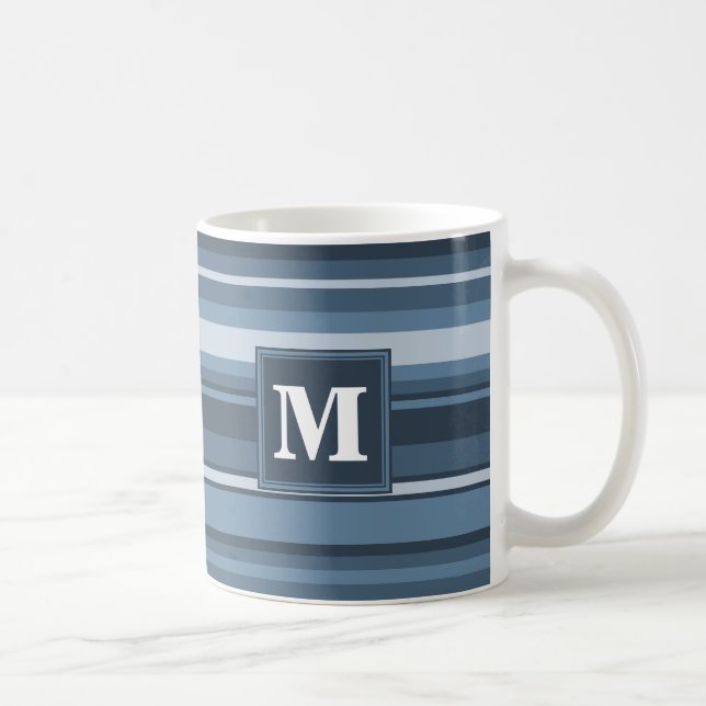 Mug Bandes gris monogramme (Droite)