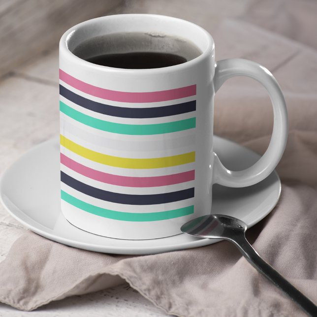Mug Bandes horizontales colorées (Colored Horizontal Stripes Coffee Mug)