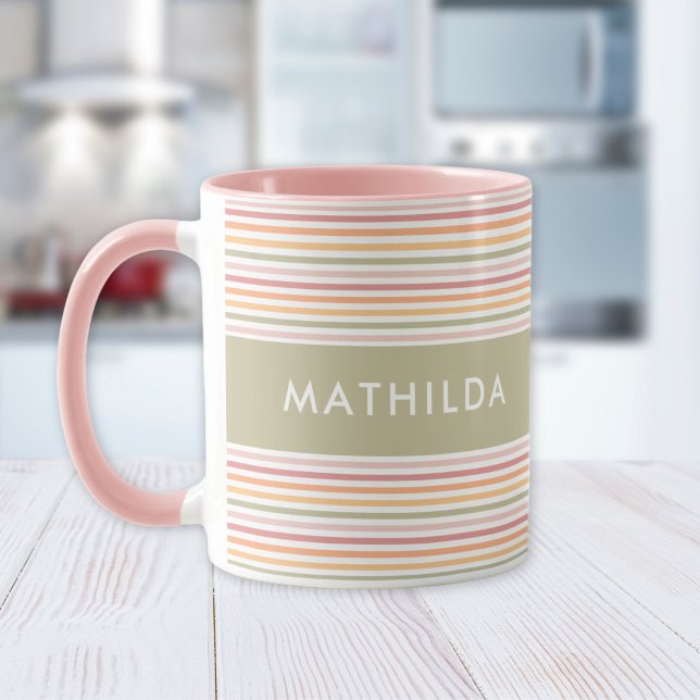Mug Bandes lumineuses modernes (mug with stripes and name)